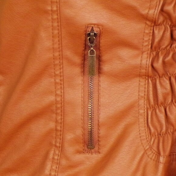 LUCY DIAMONDS size 3X russet-brown faux-leather zip-front jacket PU outer - Picture 12 of 16